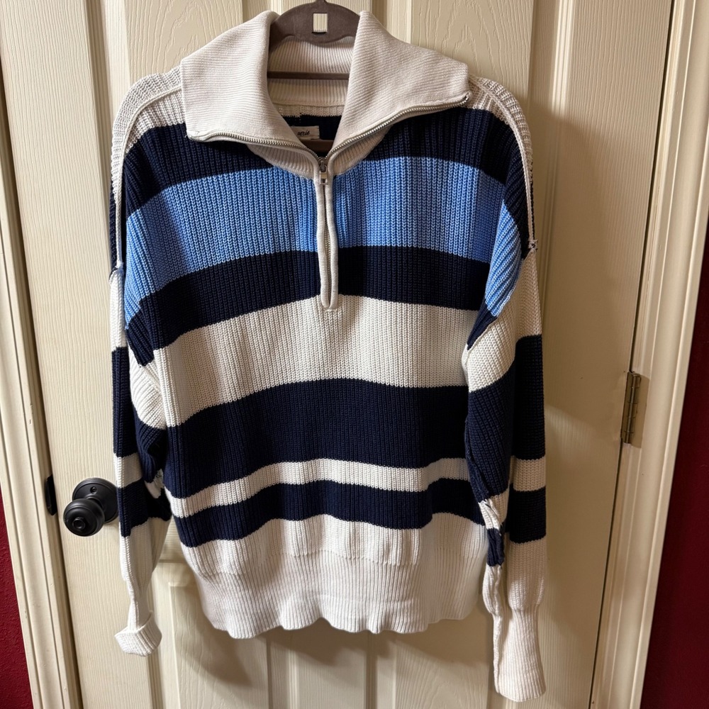 Aerie Mens‎ Striped Half Zip Pullover Sweater